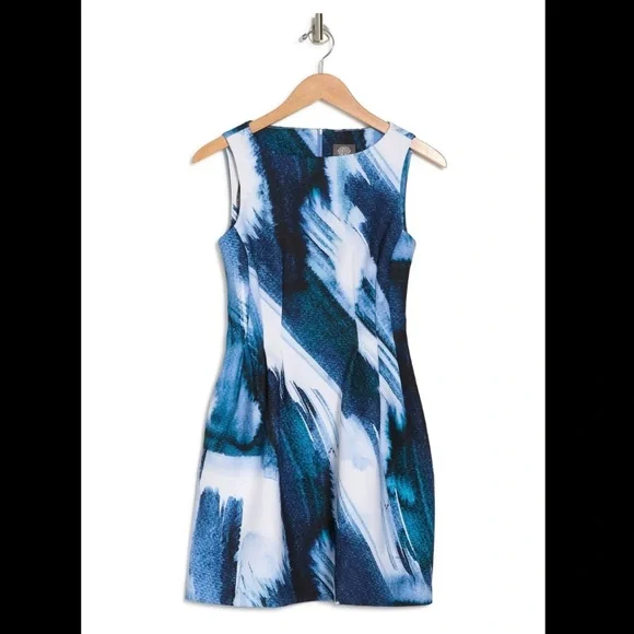 Vince Camuto | Dresses | Nwt Vince Camuto Printed Scuba Fit Flare  Sleeveless Dress In Blz Size 4 W | Poshmark